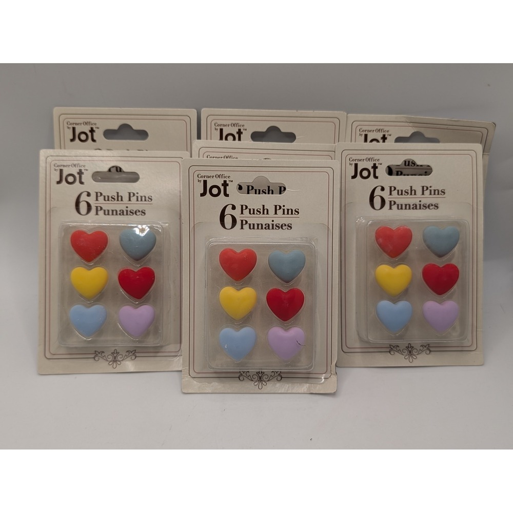 7 Packs Corner Office by Jot Heart Push Pins Colorful Decorative Thumbtacks Lot